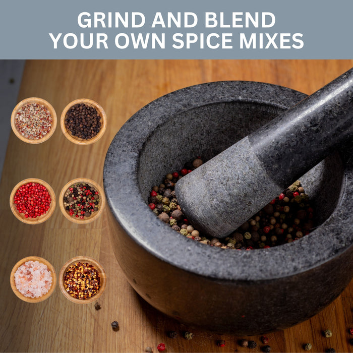 Homiu Granite Pestle and Mortar – Large 16cm Diameter