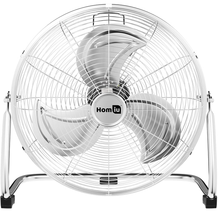 Homiu 18 Inch Chrome High Velocity Floor Fan | 3-Speed Adjustable Tilt