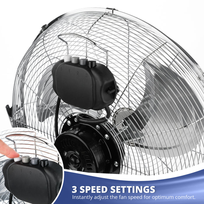 Homiu 18 Inch Chrome High Velocity Floor Fan | 3-Speed Adjustable Tilt