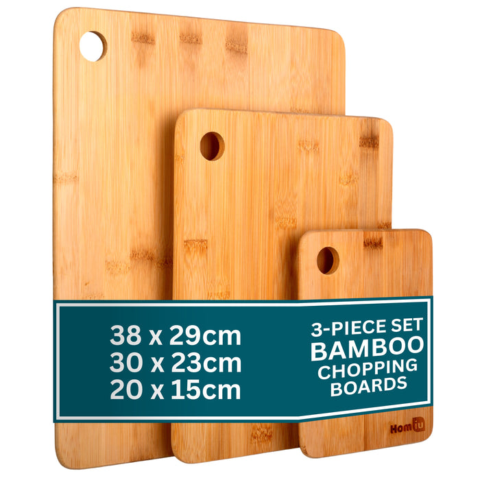 Homiu Bamboo Chopping Board Set – 3 Organic Cutting Boards