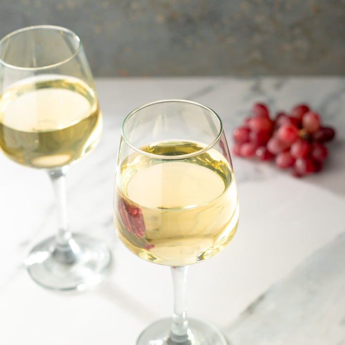 Homiu Large White Wine Glasses | Set of 6 | 330 ML | Florence Collection | Ideal for Party, Wedding, Christmas Gift, Home, Restaurants, Kitchen, Glassware | Dishwasher Safe