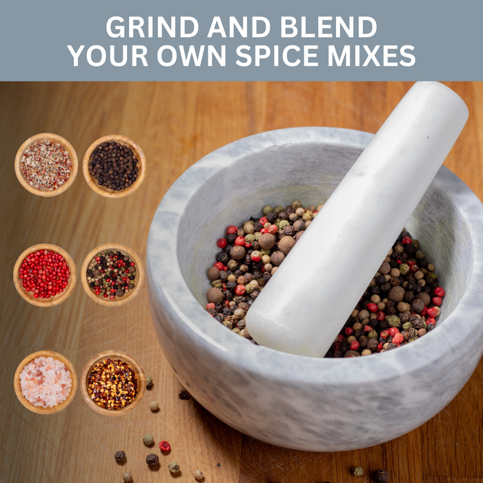 Homiu White Marble Pestle and Mortar – Large 14.5cm Diameter