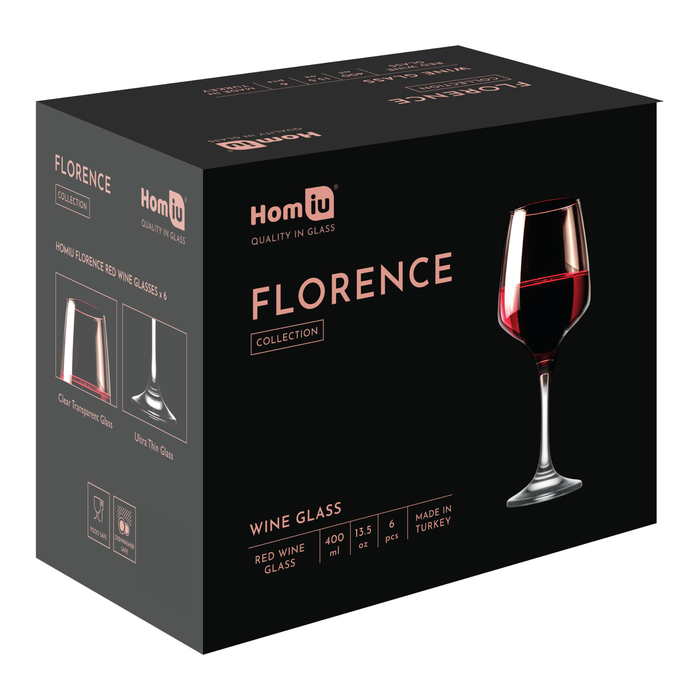 Homiu Florence Collection Red Wine Glasses Set of 6 – 400ml