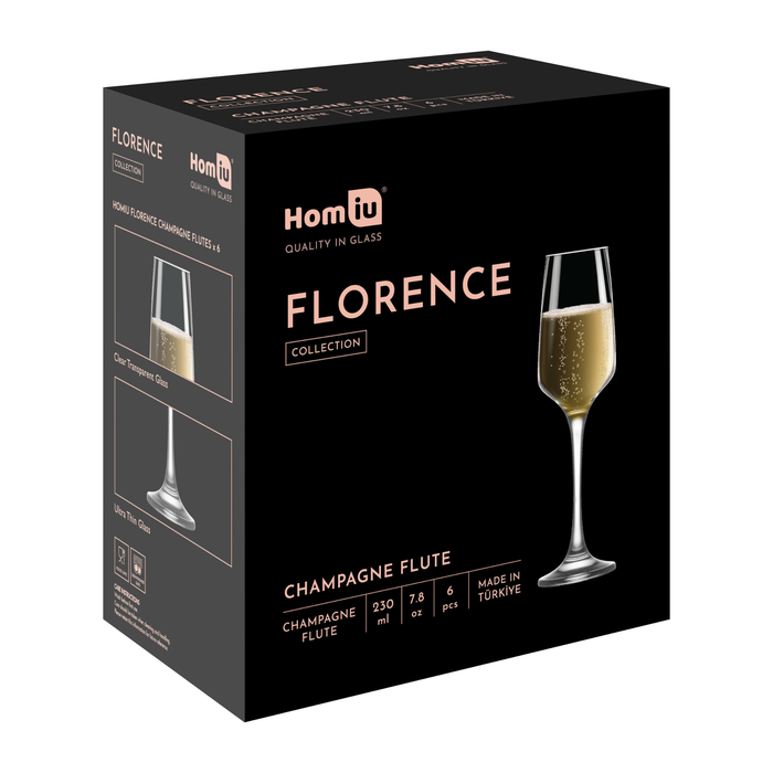Homiu Florence Collection Champagne Flutes Set of 6 – 230ml