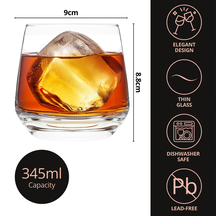 Homiu Florence Collection Whiskey Glasses Set of 6 – 345ml