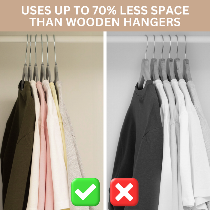 Homiu Velvet Non-Slip Coat Hangers - Black or Grey, 20-pack or 50-pack