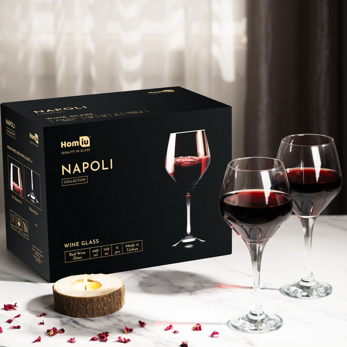 Homiu Napoli Collection Red Wine Glasses Set of 6 - 440ml