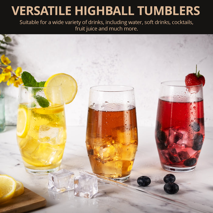 Homiu Napoli Collection Highball Tumbler Glasses Set of 6 - 495ml