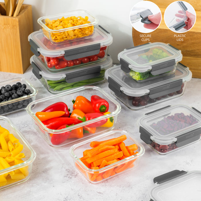 Homiu Borosilicate Glass Meal Prep Containers with Lids – Set of 10
