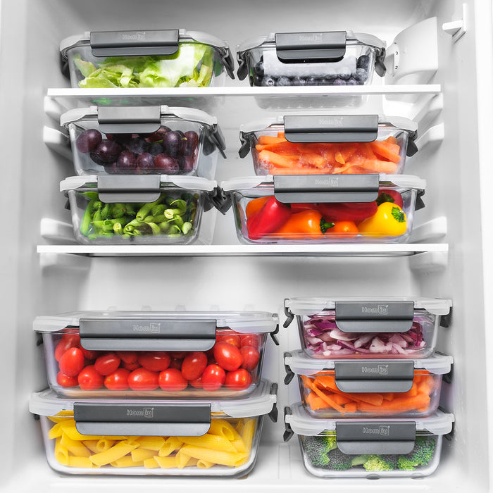 Homiu Borosilicate Glass Meal Prep Containers with Lids – Set of 10