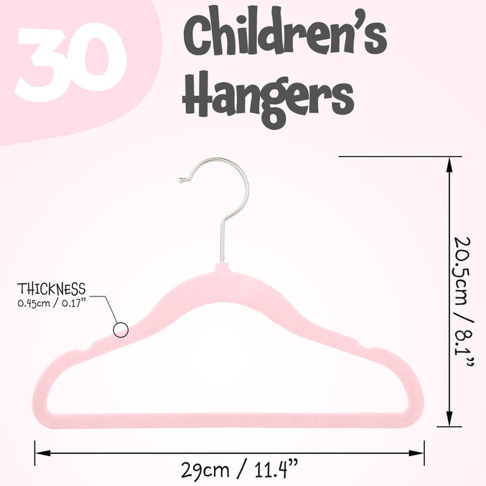 Homiu Non-Slip Ultra-Slim Kids Velvet Hangers with 360-degree Swivel Hook - 30-Pack