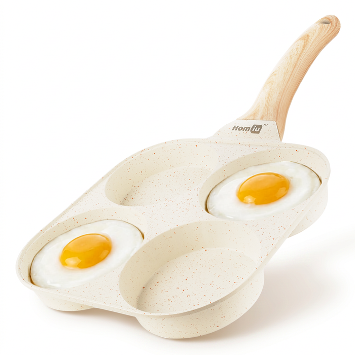 Homiu 4-Hole Non-Stick Egg Pan - White