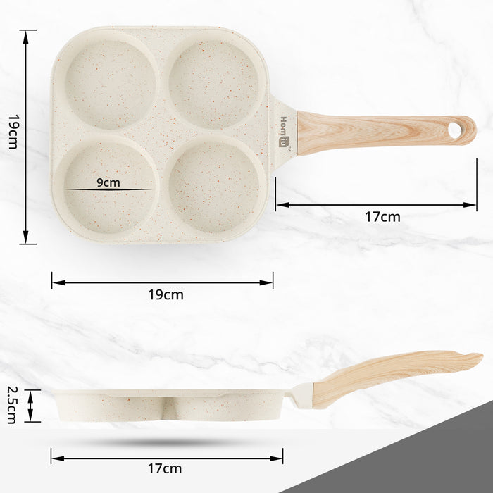 Homiu 4-Hole Non-Stick Egg Pan - White