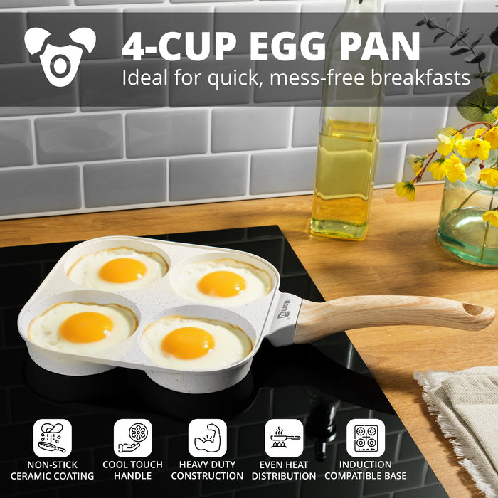 Homiu 4-Hole Non-Stick Egg Pan - White