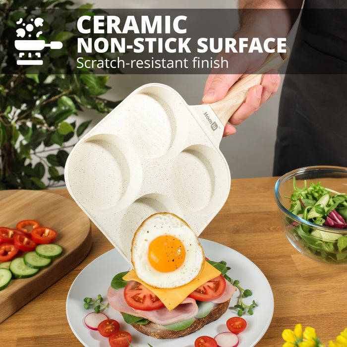 Homiu 4-Hole Non-Stick Egg Pan - White