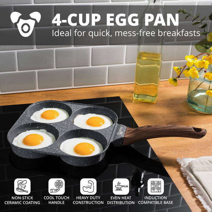 Homiu 4-Hole Non-Stick Egg Pan - Dark Grey