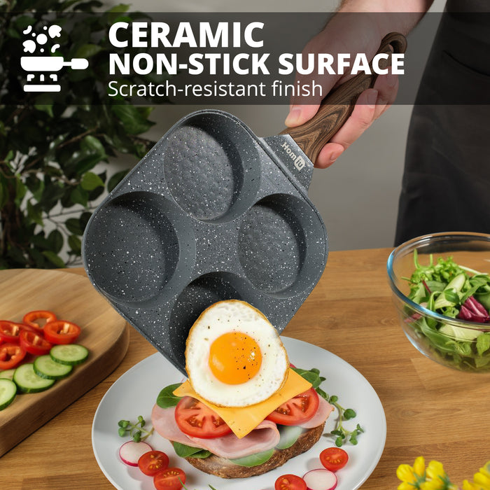 Homiu 4-Hole Non-Stick Egg Pan - Dark Grey