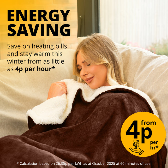 Homiu Electric Heated Throw – Soft Sherpa & Fleece Blanket for Everyday Comfort