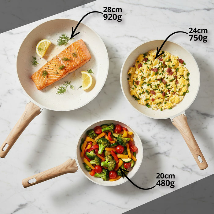 Homiu Frying Pan 3-Piece Set - White