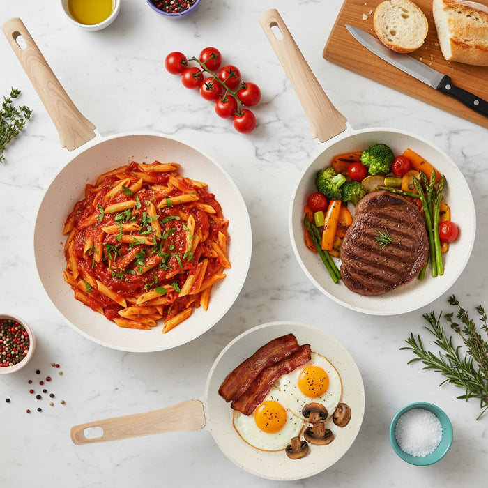 Homiu Frying Pan 3-Piece Set - White