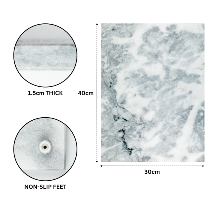Homiu White Marble Chopping Board - 40 x 30 x 1.5cm