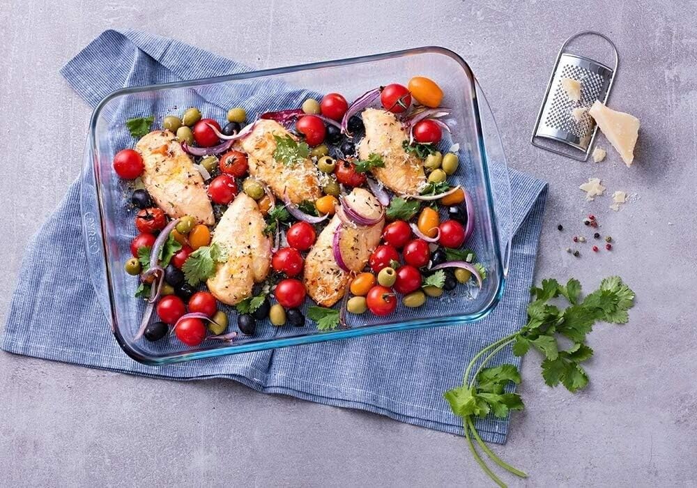 Homiu 2-Piece Borosilicate Glass Casserole Dishes, Rectangular Bakeware Set