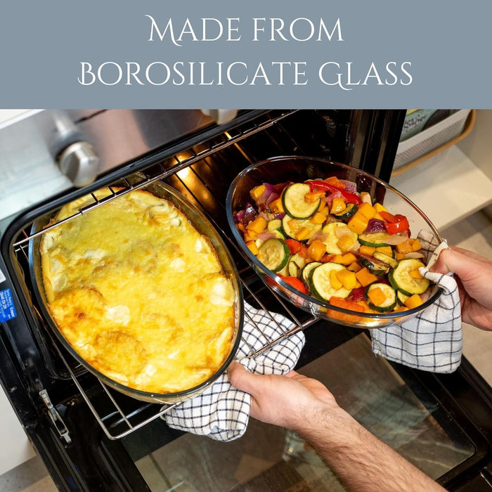 Homiu 2-Piece Glass Casserole Dishes – Oven, Microwave & Freezer Safe