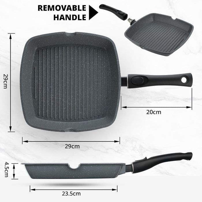 29cm Non Stick Griddle Pan - Detachable Handle