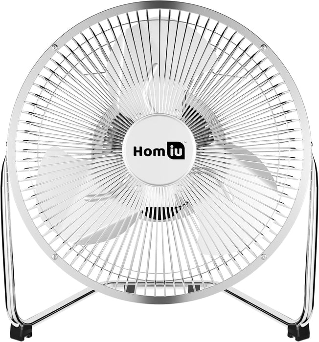 Homiu 9 Inch Chrome Floor Fan - 3 Speed High Velocity for Home & Office