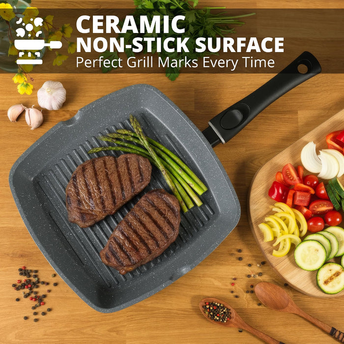 29cm Non Stick Griddle Pan - Detachable Handle