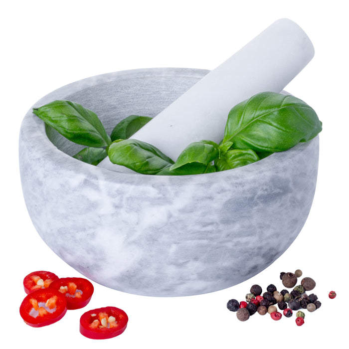 Homiu Marble Pestle and Mortar 15cm White