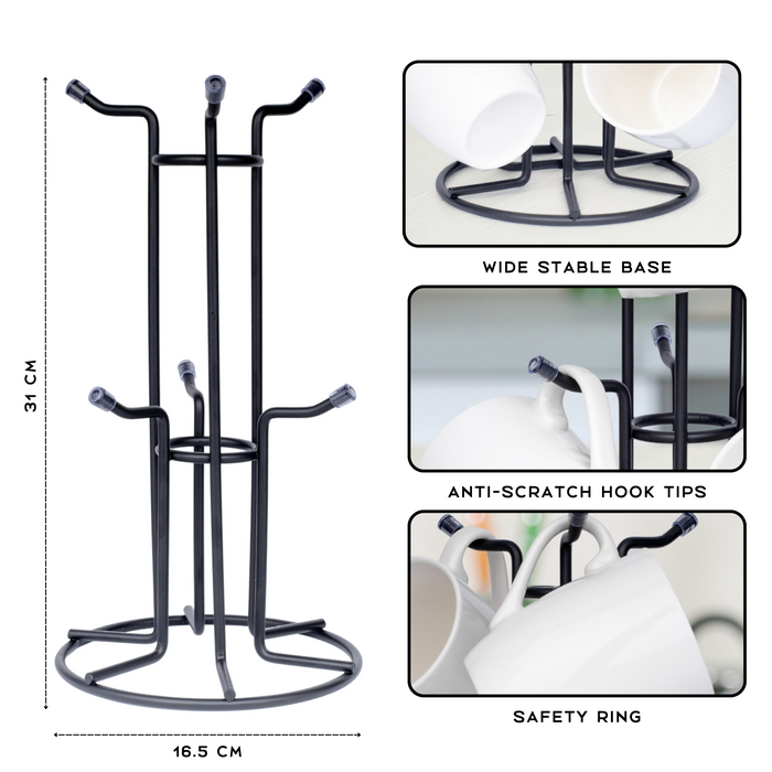 Homiu Mug Tree Black - for 6 Cups