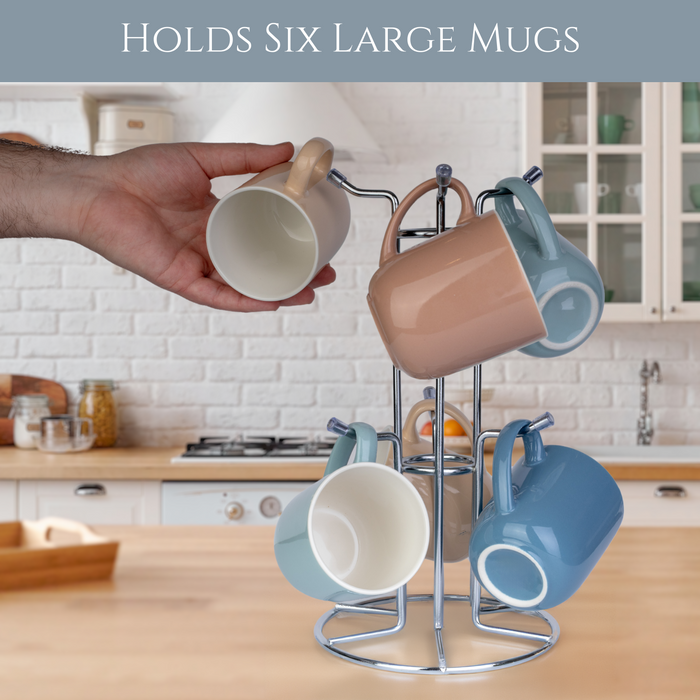 Homiu Premium Mug Tree Holder – Chrome Silver, Holds 6 Mugs — The Homiu