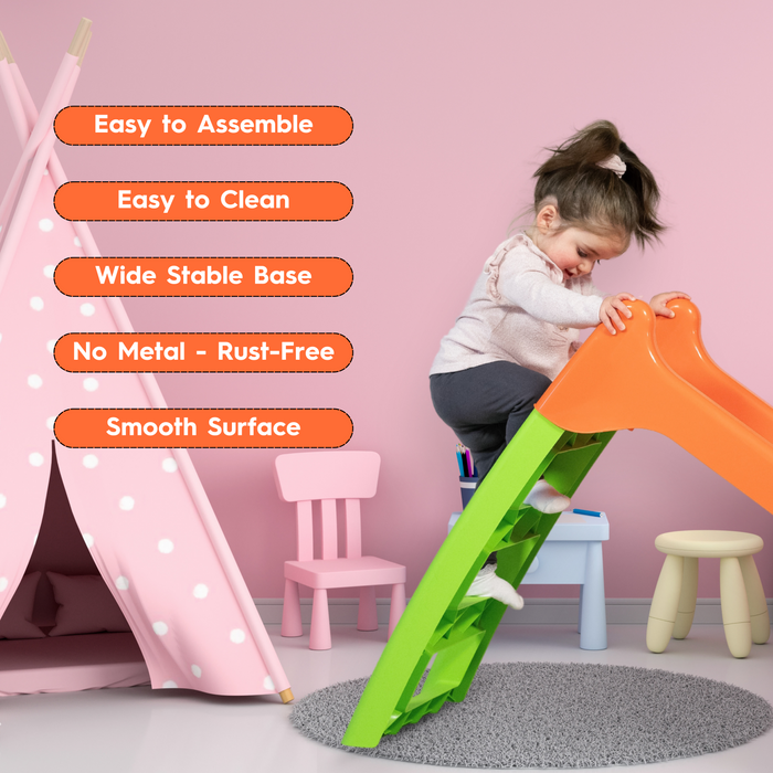 Kids First Indoor Outdoor Slide - Orange & Green - Garden Slide 100cm