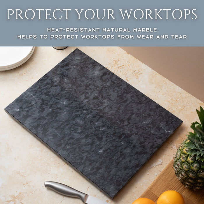 Homiu Black Marble Chopping Board, Size 40 x 30 x 1.5cm, Heat Resistant Worktop Protector for Kitchen