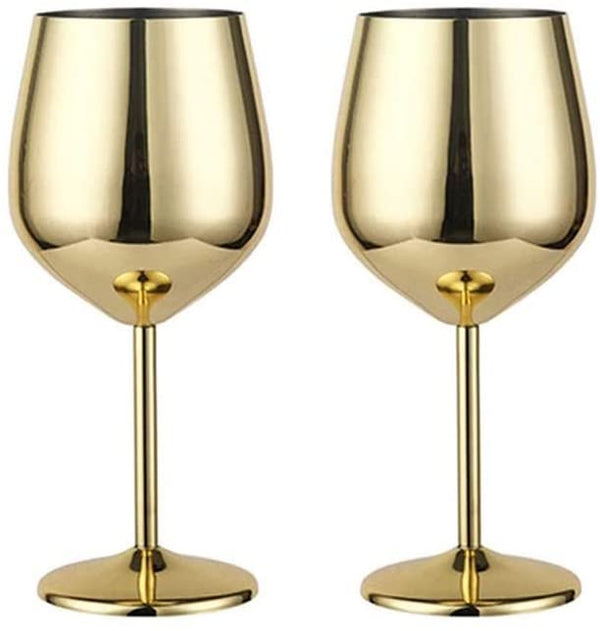 Stainless Steel Wine Glasses (2) - Rose Gold – Holiday Decor