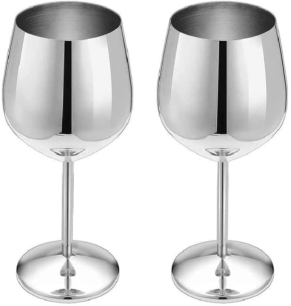 Homiu Stainless Steel Wine Glass, 520 ML, Pack of 2 Rose, Silver, Gold Glasses, Gift Set, Shatterproof Goblet