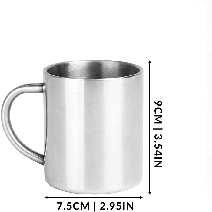 Homiu Double Walled Coffee Mug Insulated 300ML with Cool Touch Handle BPA Free Food Grade Stainless Steel Tea Cups Travel Camping Mugs… (1 Cup)