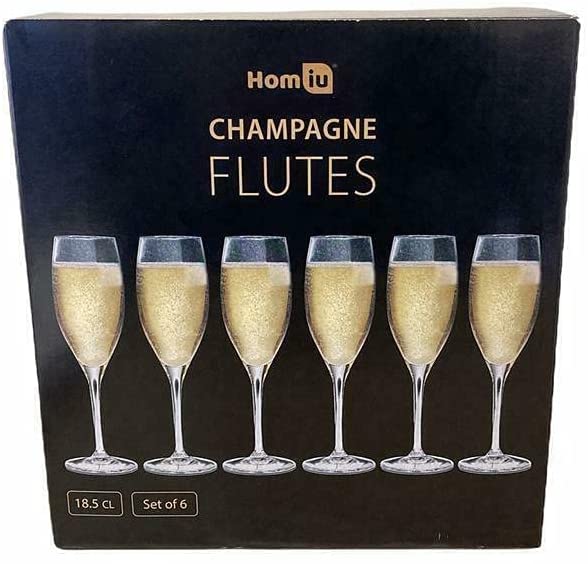 Champagne Flutes, Pack of 6, 175 ML Glasses, Clear, Ideal for Parties, Home, Restaurants or Special Events
