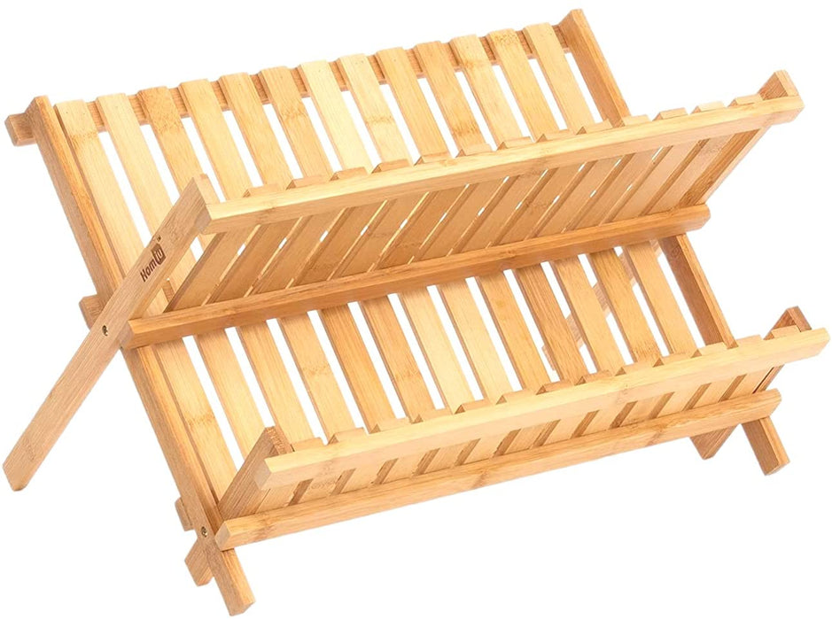 Bamboo Dish Drainer Drying Rack with Extender Tray Section Kitchen Accessories and Home Gifts