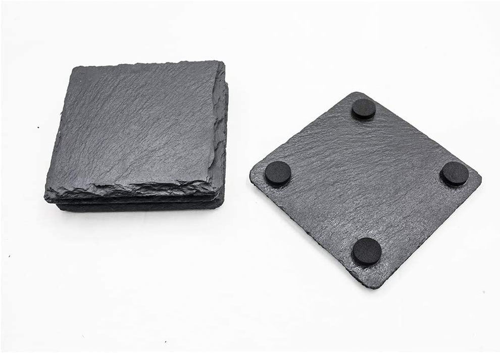 Homiu Slate Coasters or Place-mats Black Tableware 4 Pack (Coasters)