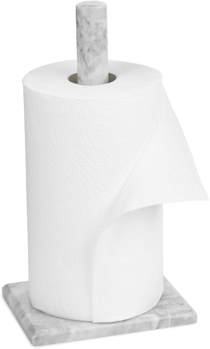 Homiu White Marble Paper Towel Holder, Freestanding Kitchen Organisation Paper(White)