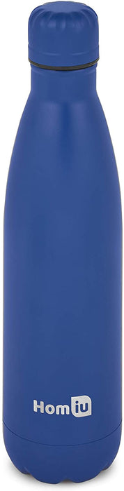 Homiu Water Bottle Vacuum Insulated Flask, Ultimate Hot and Cold, Double Walled, Stainless Steel (Blue, 500ml)