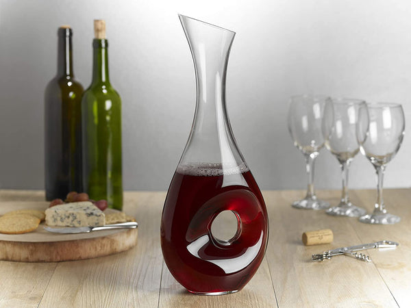 Homiu Wine Decanter, 1L, Modern Contemporary Design with Hole Aerator Carafe