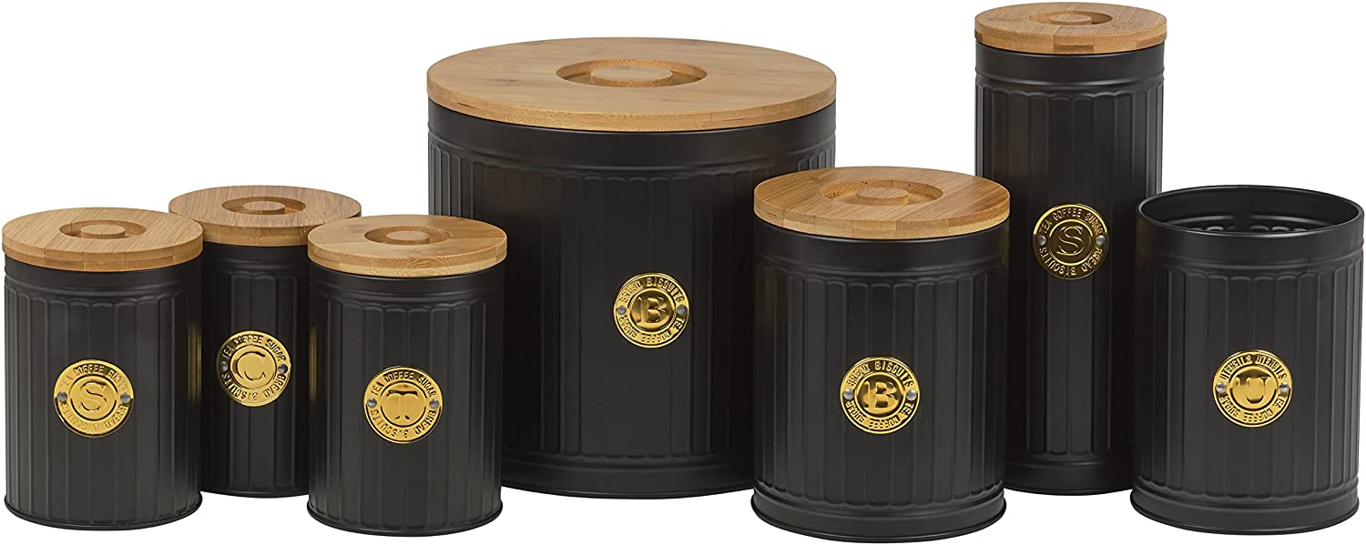 Homiu Pasta Storage Canister, Jar Holder Storage, Black, Spaghetti, Rice, Food Store