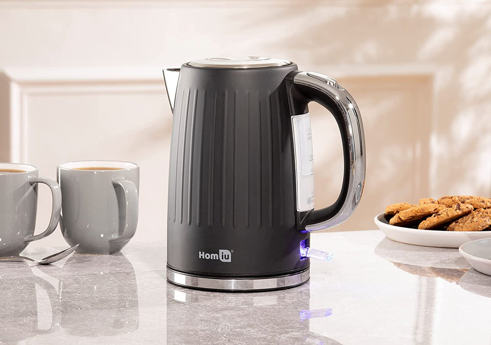 Homiu Cambridge 2 Slice Toaster & Cordless Electric Kettle Stainless Steel Toast