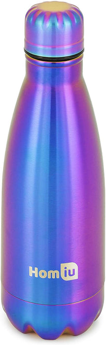 Homiu Water Bottle, Vacuum Insulated Flask, Ultimate Hot and Cold, Double Walled, Stainless Steel (Rainbow, 350ml)