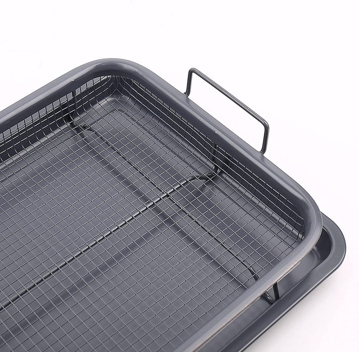 Homiu Rectangle Crisper Tray Set, Non-Stick, BBQ Oven Mesh Baking