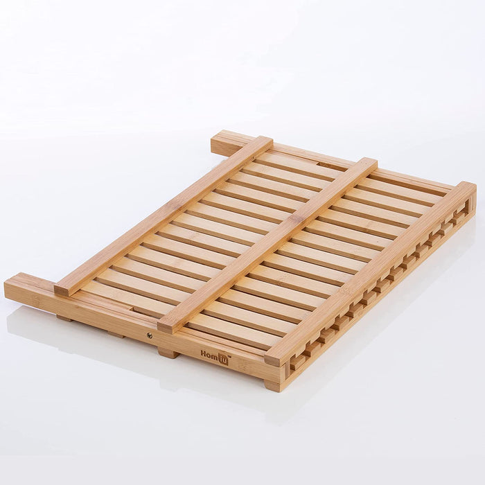 Bamboo Dish Drainer Drying Rack with Extender Tray Section Kitchen Accessories and Home Gifts