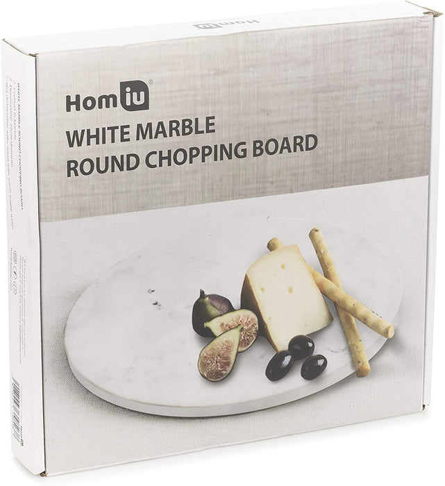 Homiu Marble Round Chopping Board, Cookware Cutting & Serving Board White Cheese